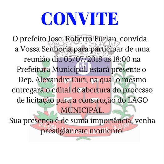 Convite - Construção do Lago Municipal