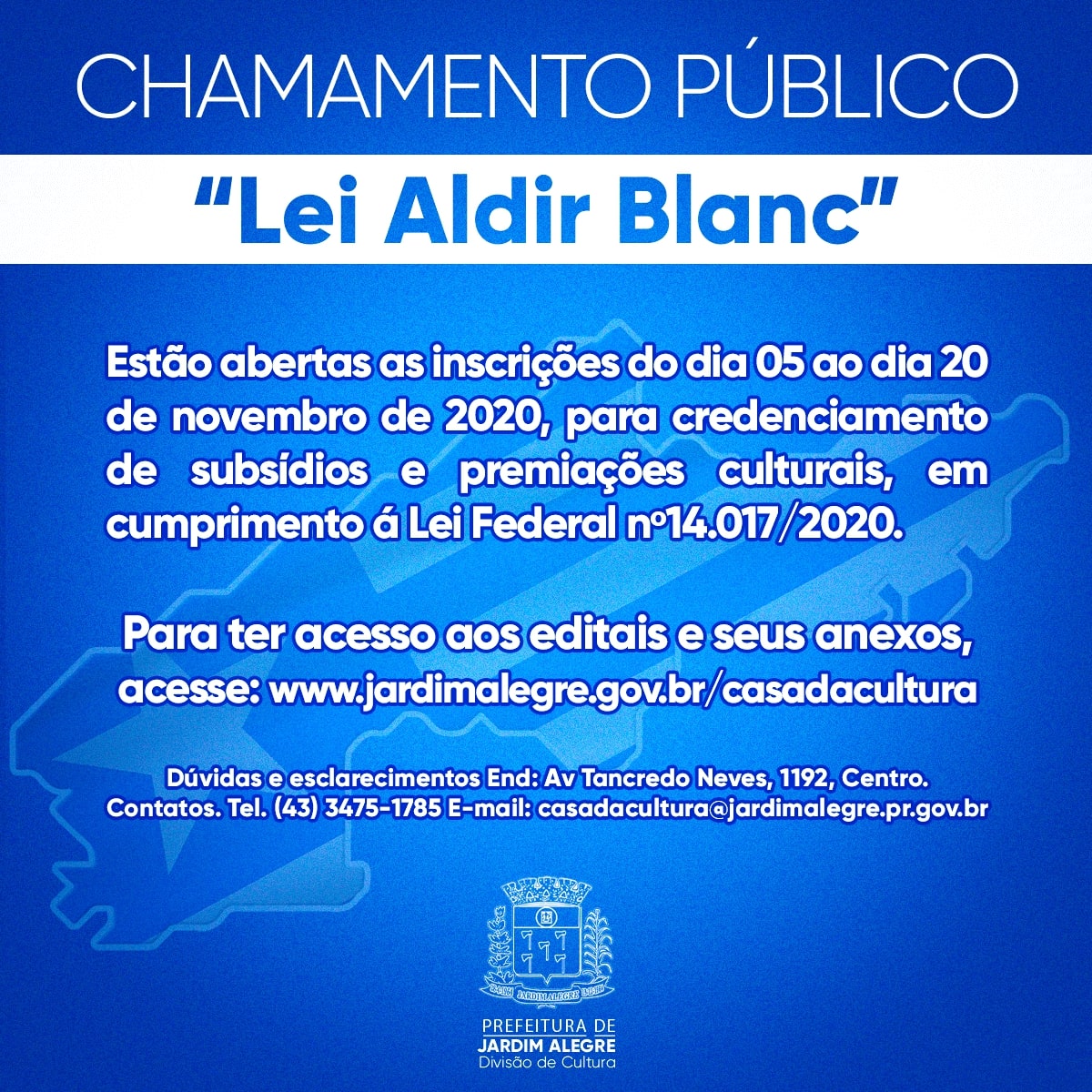 Chamamento Público: Lei Aldir Blanc