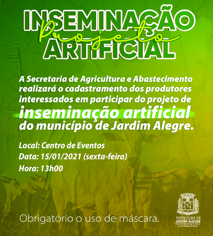 Secretaria de Agricultura irá iniciar o cadastro dos produtores interessados no projeto de insemina