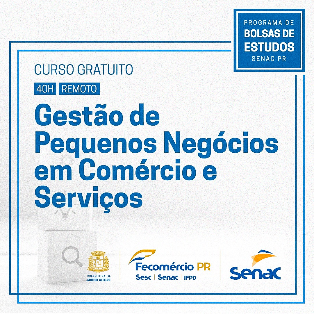 Curso gratuito online de Gestão de Pequenos Negócios em Comércio e Serviços