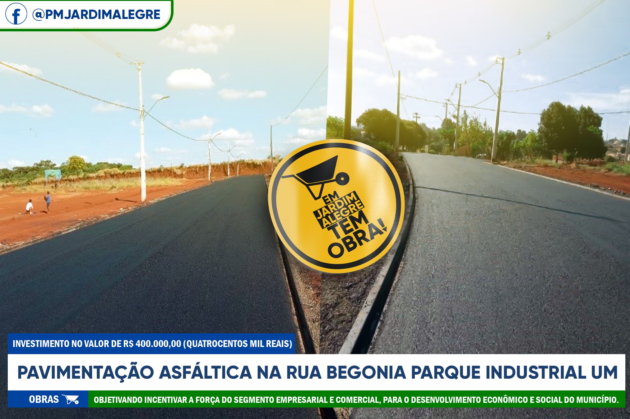 PREFEITURA DE JARDIM ALEGRE REALIZA PAVIMENTAÇÃO ASFÁLTICA NA RUA BEGONIA PARQUE INDUSTRIAL UM