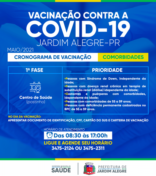 CALENDÁRIO DE VACINAÇÃO COVID-19 | COMORBIDADES