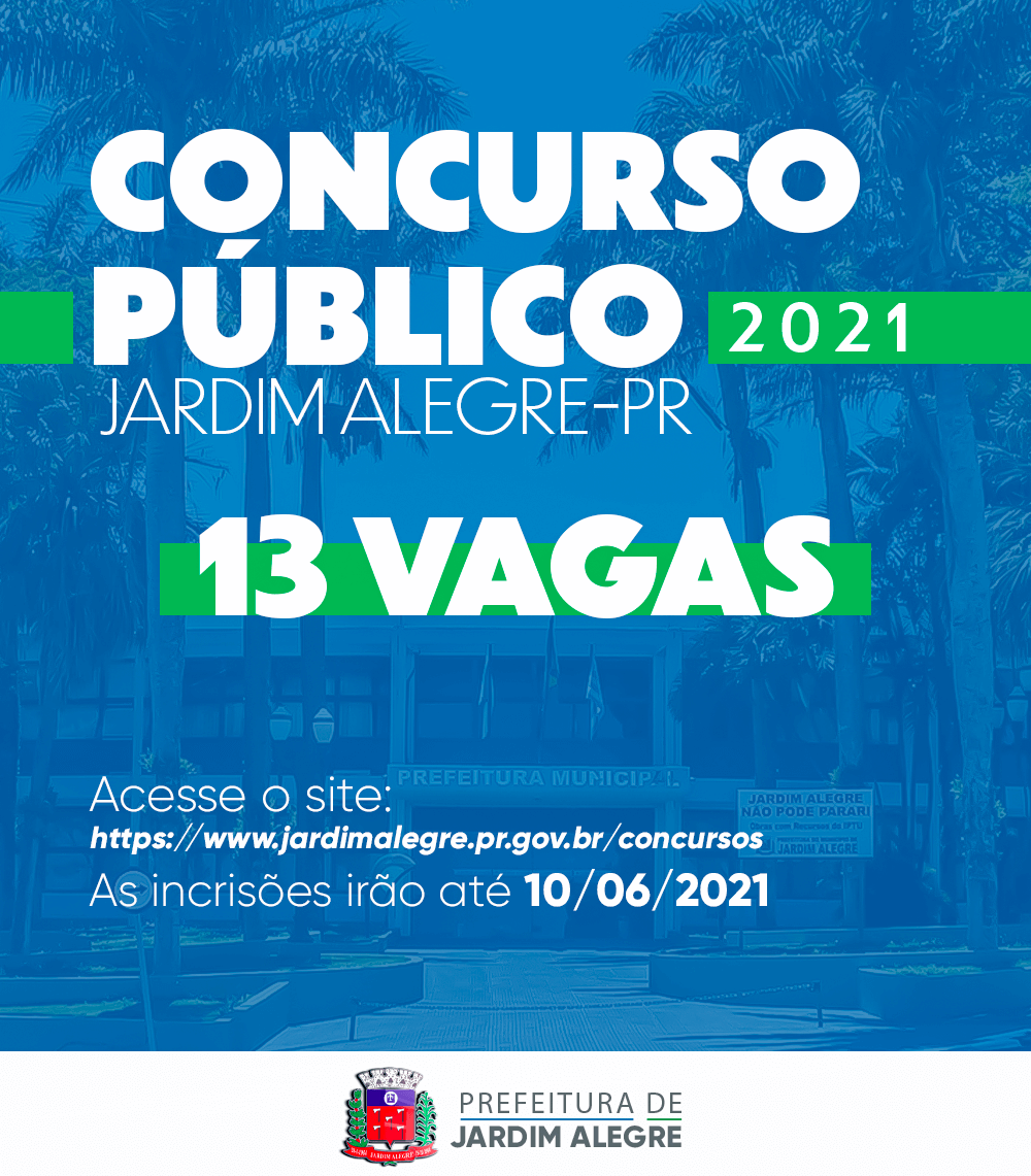 Prefeitura de Jardim Alegre abre dois concursos que somam 13 vagas