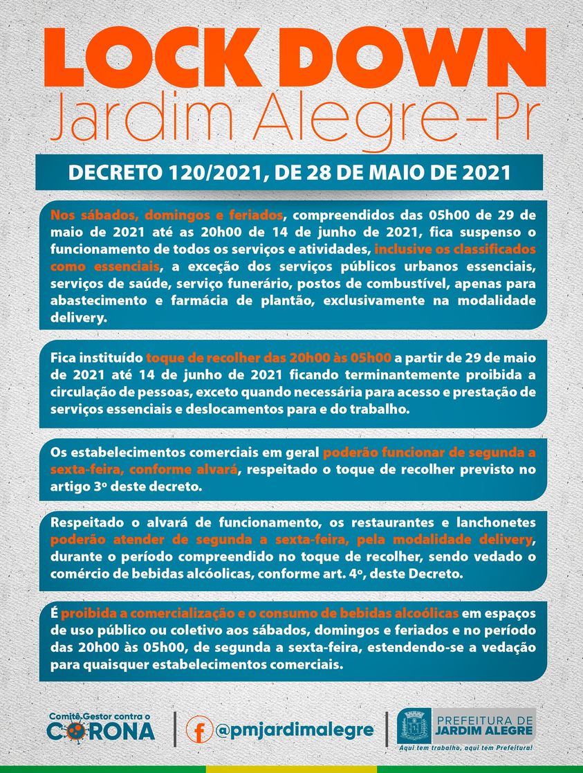 JARDIM ALEGRE DECRETA LOCKDOWN