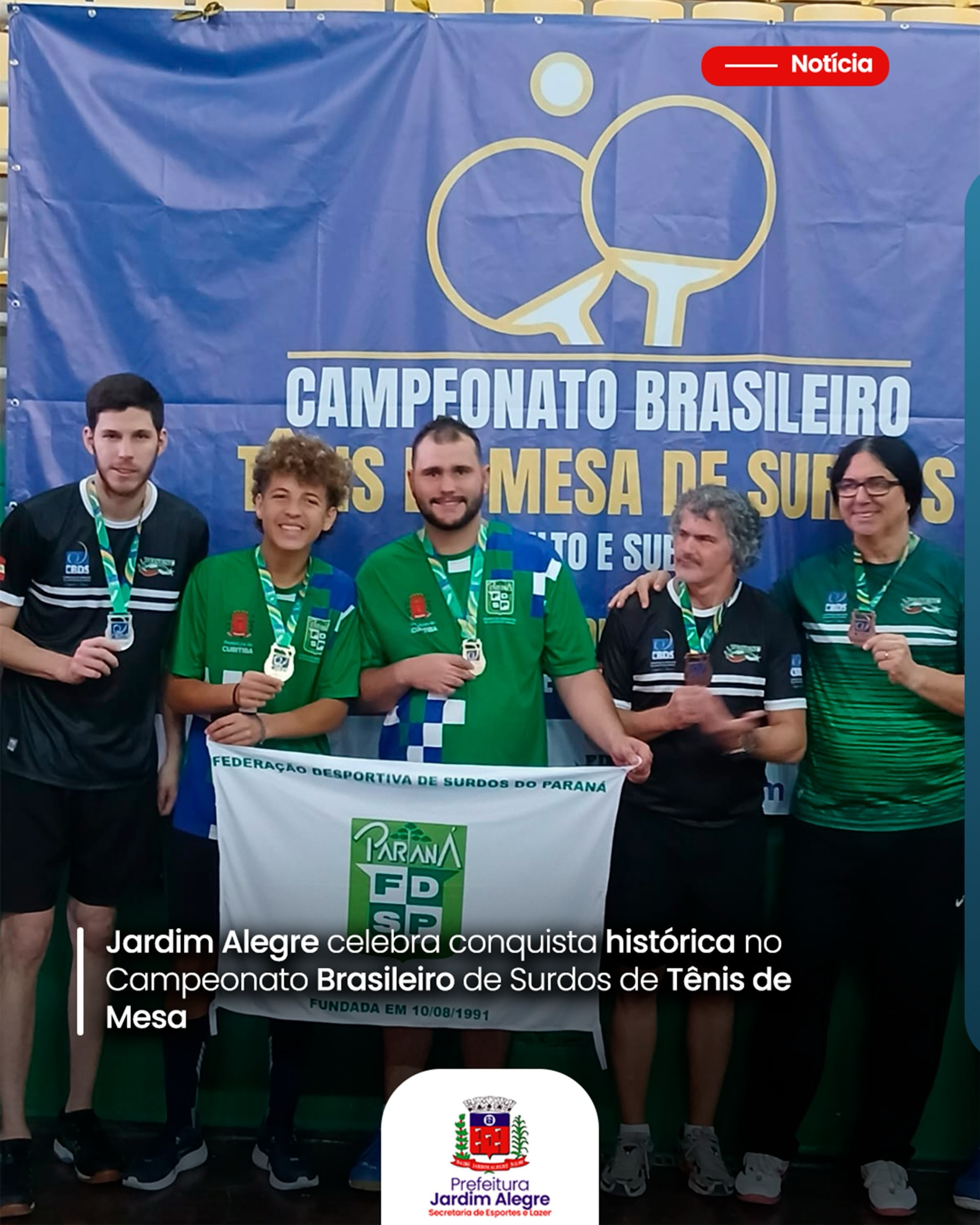 Atletas de Jardim Alegre são campeões brasileiros de tênis de mesa no Campeonato Brasileiro de Su