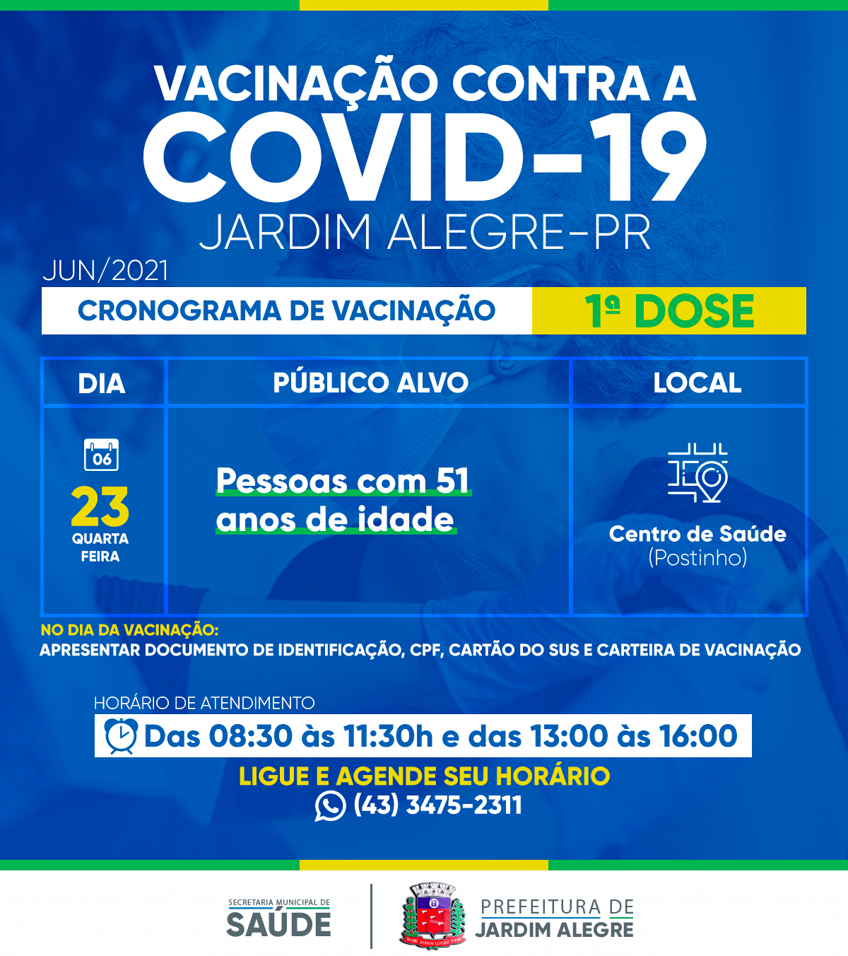 CALENDÁRIO DE VACINAÇÃO | COVID-19 51 ANOS