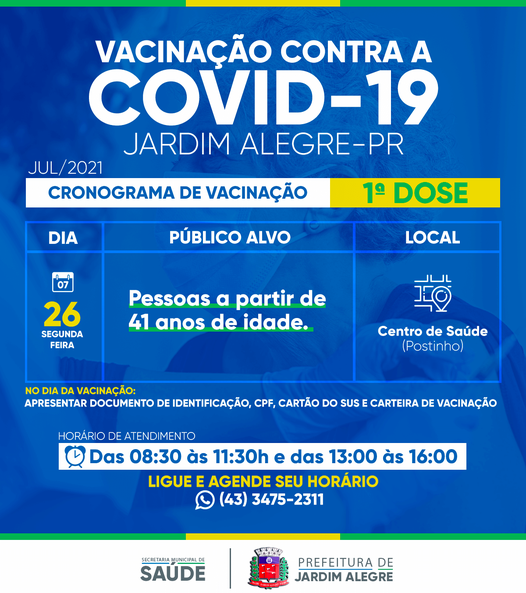 CALENDÁRIO DE VACINAÇÃO | COVID-19 41 ANOS