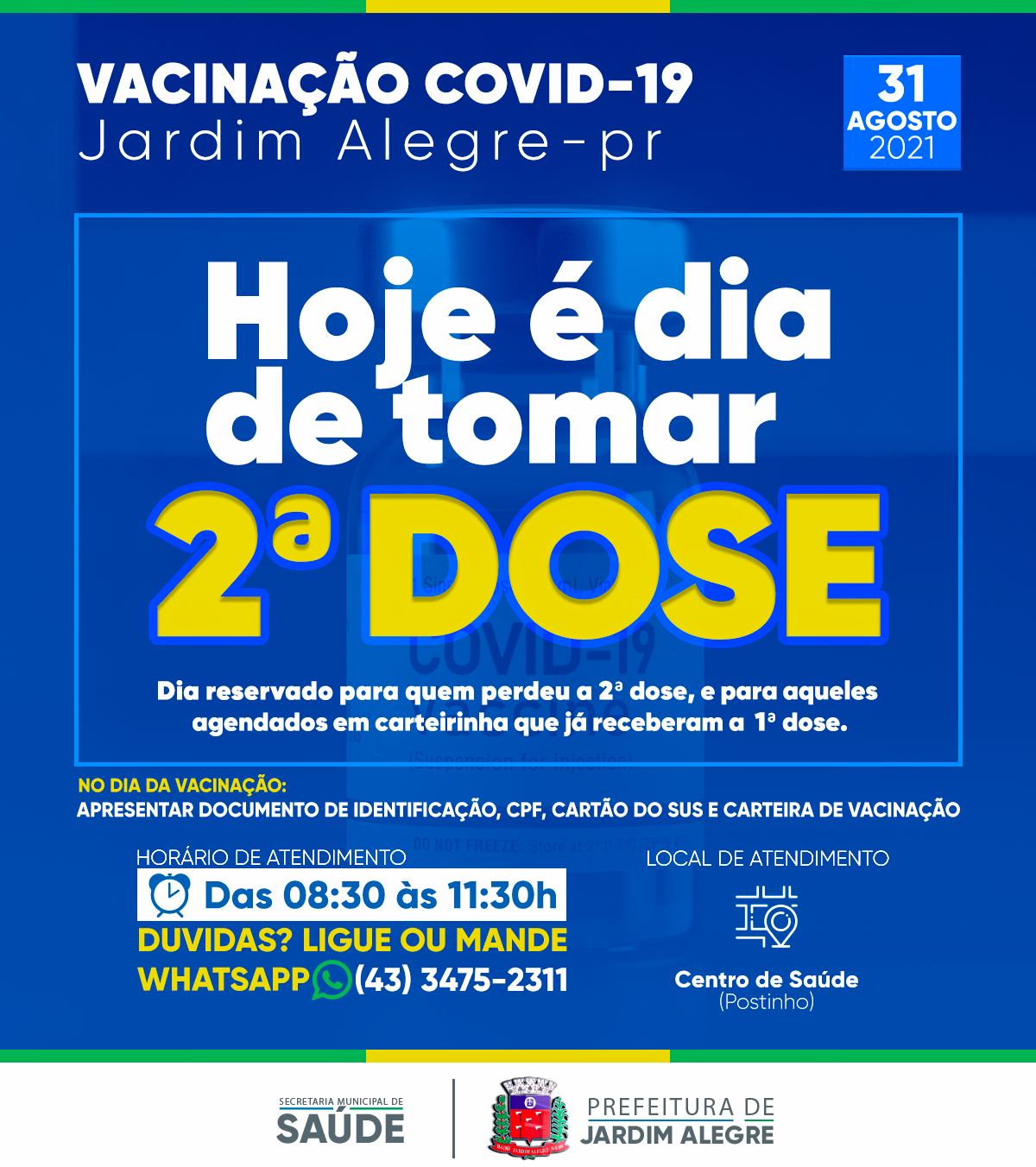 CALENDÁRIO DE VACINAÇÃO COVID-19 2ª DOSE