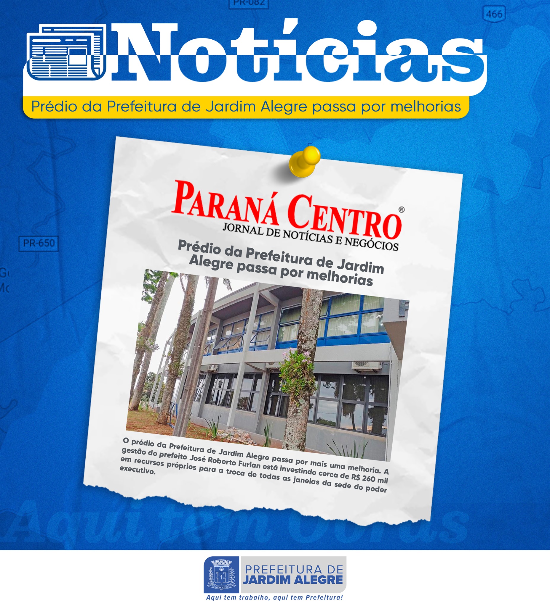 Prédio da Prefeitura de Jardim Alegre passa por melhorias