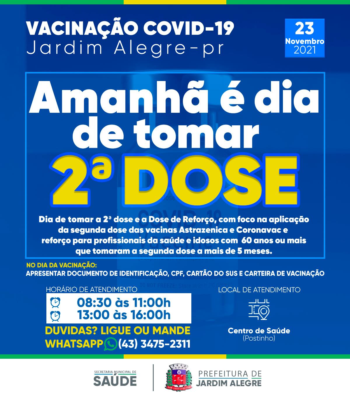 CALENDÁRIO DE VACINAÇÃO COVID-19 2ª DOSE