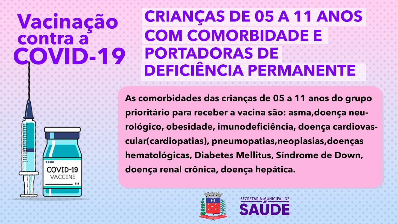 CALENDÁRIO DE VACINAÇÃO COVID-19 Crianças de 05 a 11 ANOS 