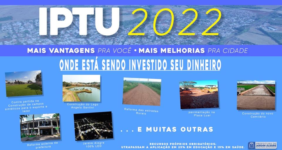 NÃO SE ESQUEÇA SEU IPTU 2022 FOI PRORROGADO COM O VENCIMENTO PARA O DIA 06/06