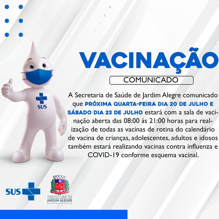 Comunicado - Secretaria de Saúde de Jardim Alegre 