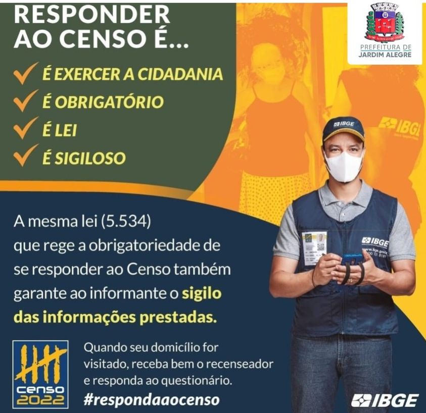 Relembrando a nossa população de Jardim Alegre, que o Censo irá passar na sua casa!