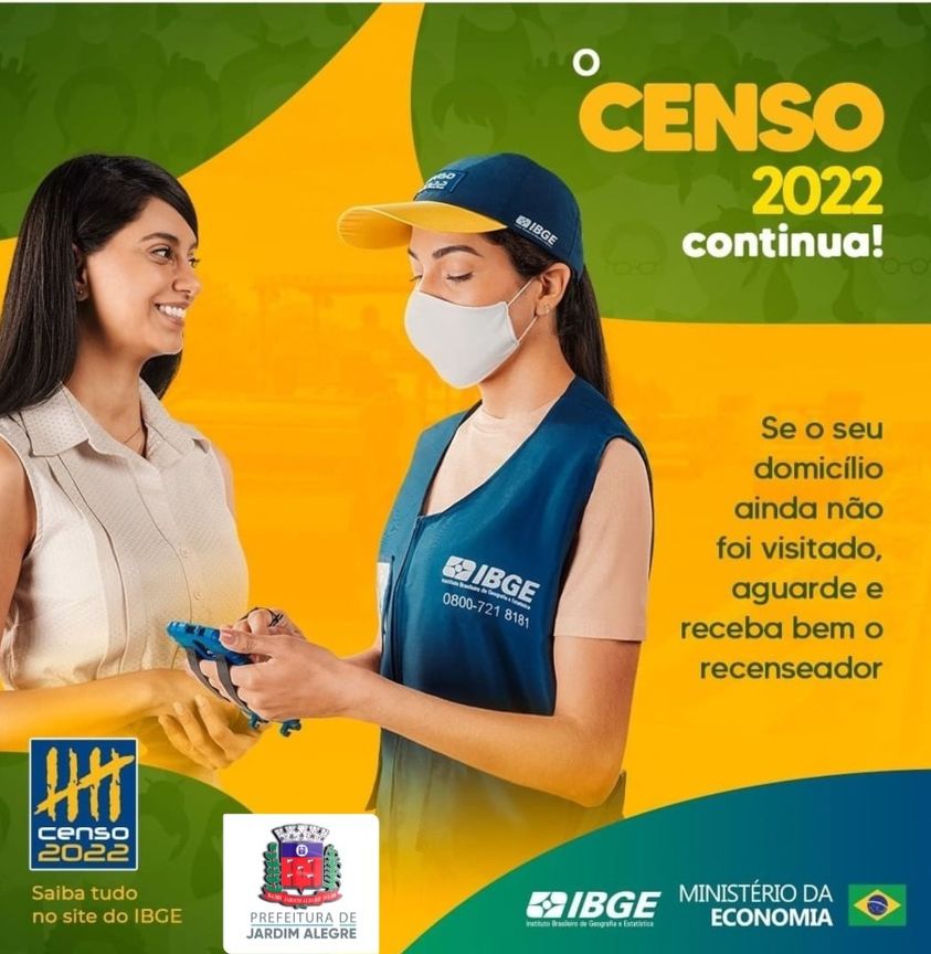 Relembrando a nossa população de Jardim Alegre, que o Censo irá passar na sua casa!