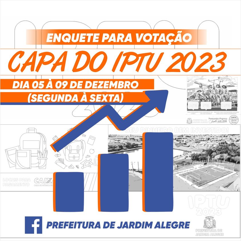 ENQUETE DE VOTAÇÃO PARA PRÓXIMA CAPA DO IPTU DE 2023!