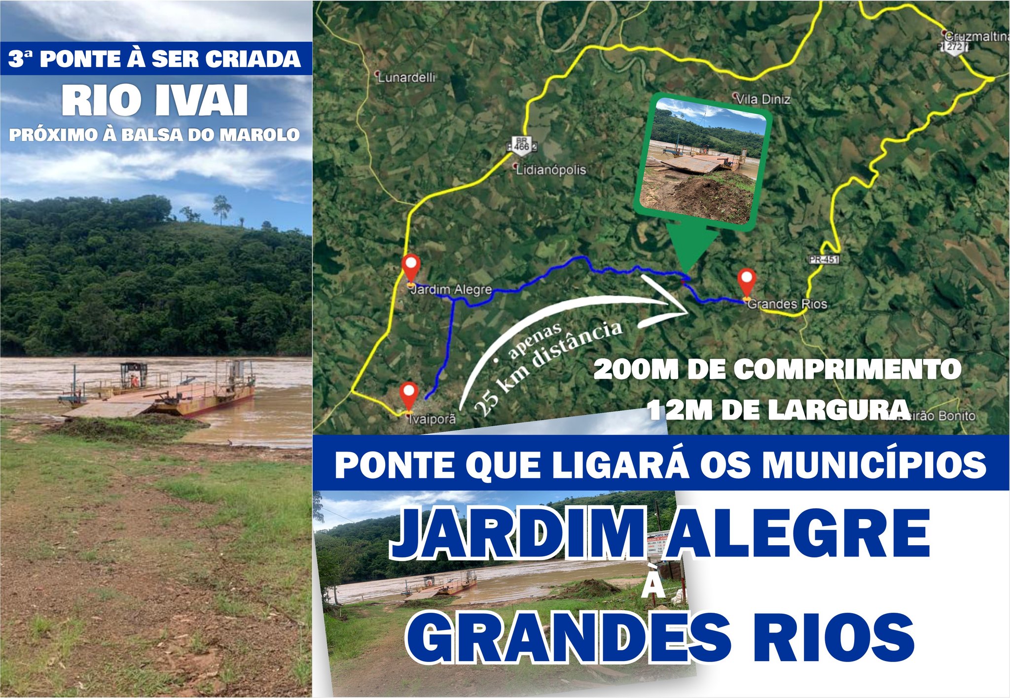 PONTE QUE LIGARÁ OS MUNICÍPIOS DE JARDIM ALEGRE-PR E GRANDES RIOS-PR!