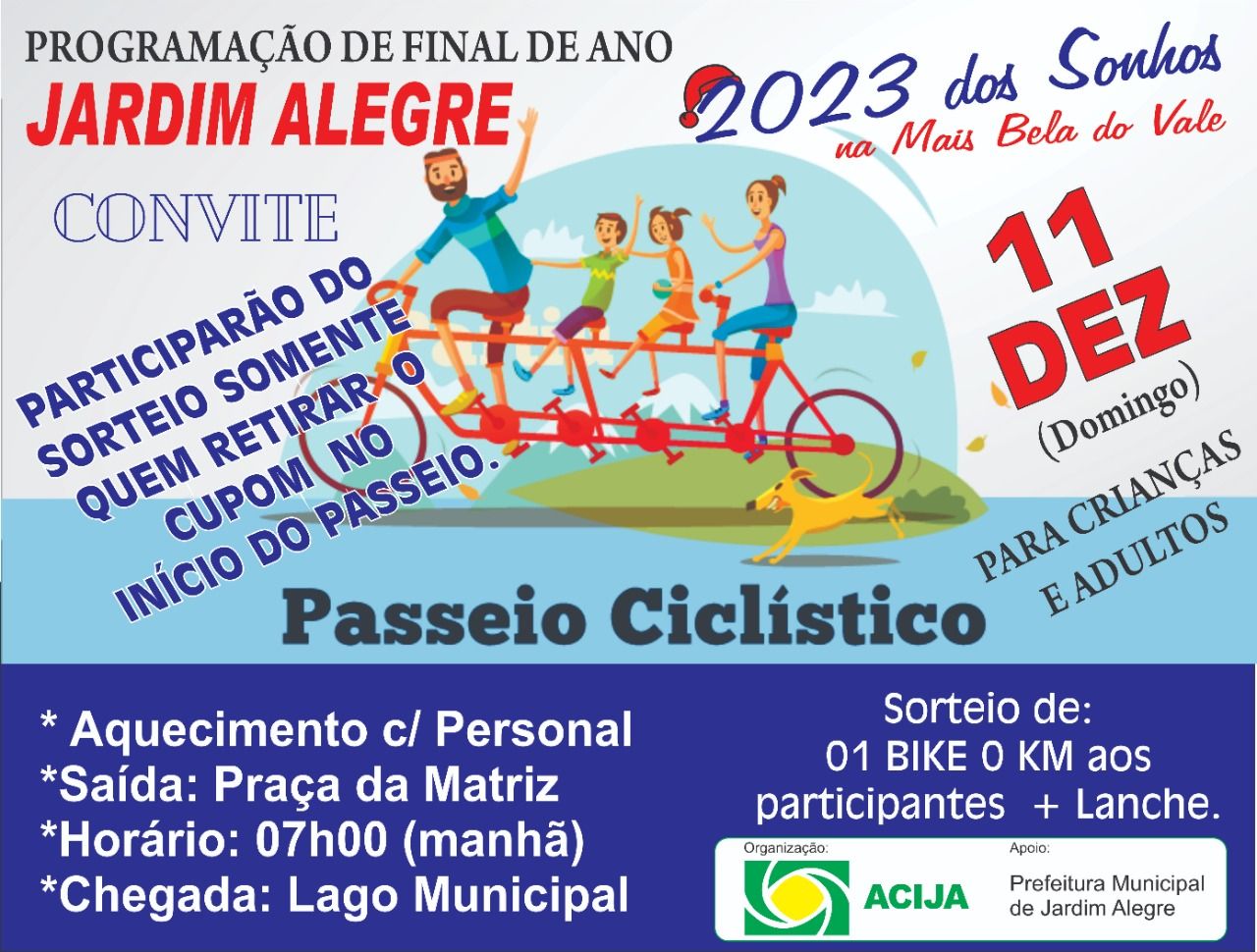 Passeio Ciclístico - Dia 11/12 às 07H