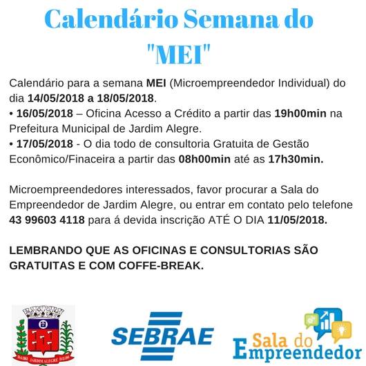 Calendário da Semana do Mei