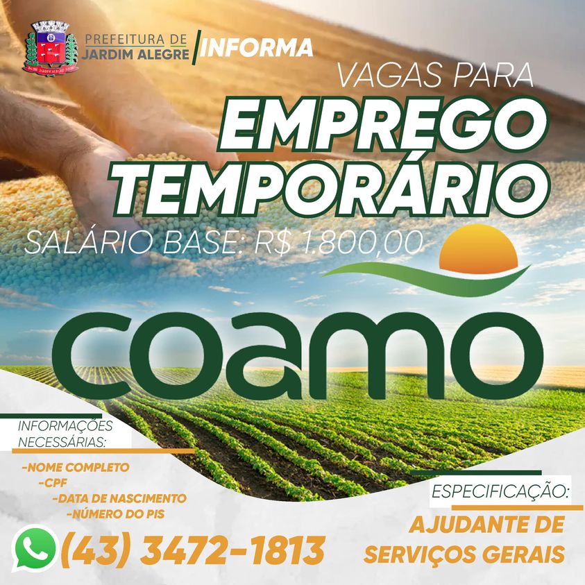PREFEITURA DE JARDIM ALEGRE INFORMA!