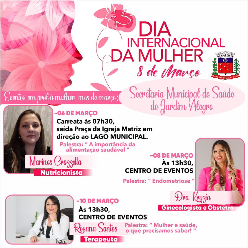 MARÇO, MÊS EM ESPECIAL ÀS MULHERES