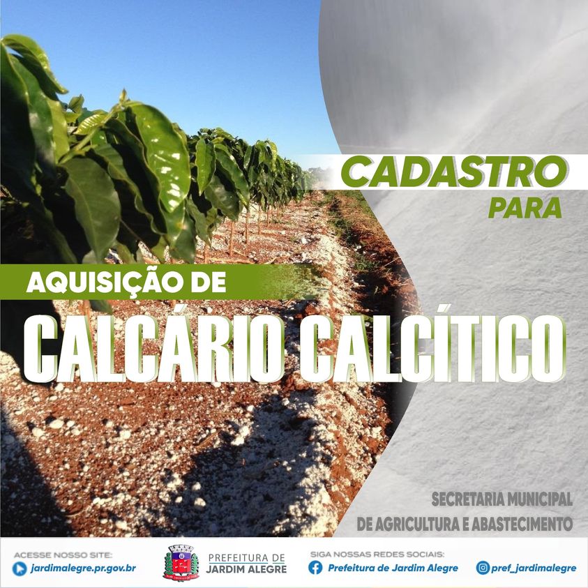 CADASTRO PARA AQUISIÇÃO DE CALCÁRIO CALCÍTICO PARA PRODUTORES DE JARDIM ALEGRE 