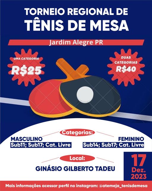 TORNEIO REGIONAL DE TÊNIS DE MESA