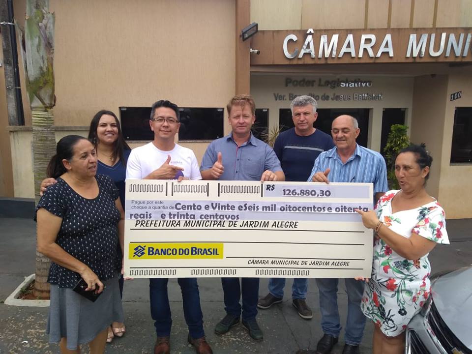 Câmara de Jardim Alegre faz devolução de recursos no valor de R$ 126.000,00