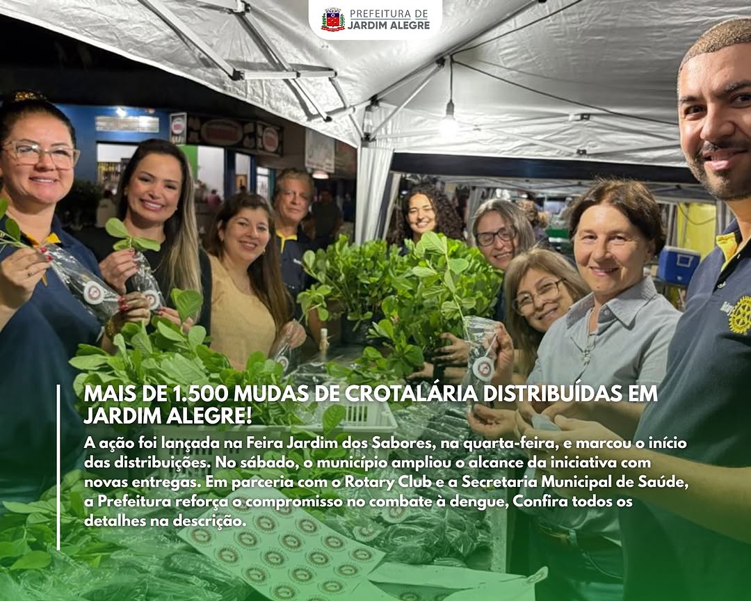 MAIS DE 1.500 MUDAS DE CROTALÁRIA DISTRIBUÍDAS EM JARDIM ALEGRE!