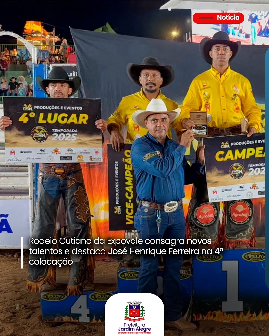 José Henrique Ferreira conquista 4º lugar no rodeio da Expovale