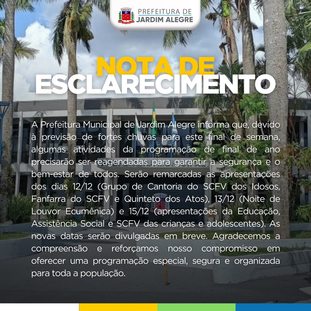 Nota de Esclarecimento - Programação de final de ano
