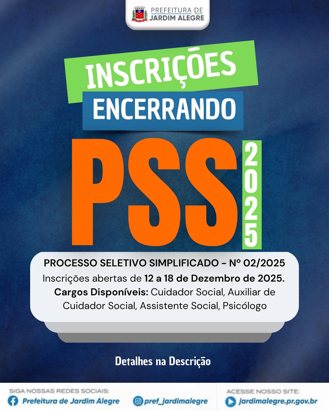 ATENÇÃO | PSS ASSISTÊNCIA SOCIAL — PRAZO ENCERRANDO