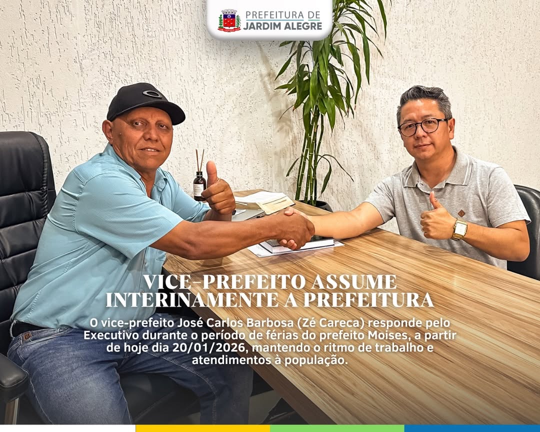 Vice-prefeito Zé Careca assume interinamente durante férias do prefeito Moises Santos