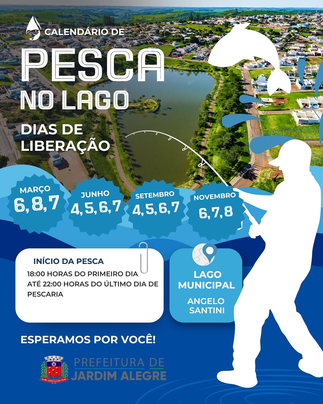 Pesca liberada no Lago Municipal Ângelo Santini!