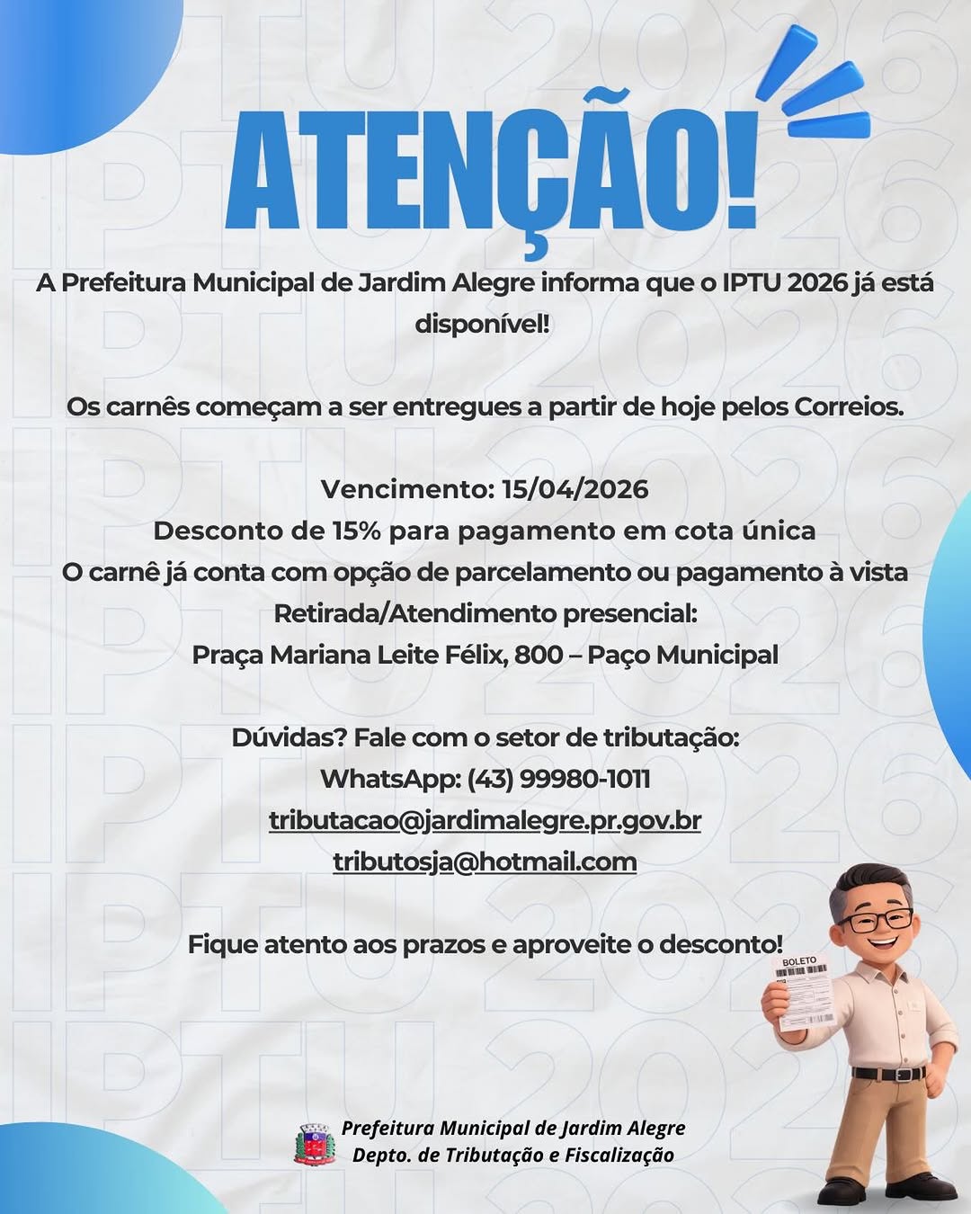 ATENÇÃO: IPTU 2026 JÁ ESTÁ DISPONÍVEL