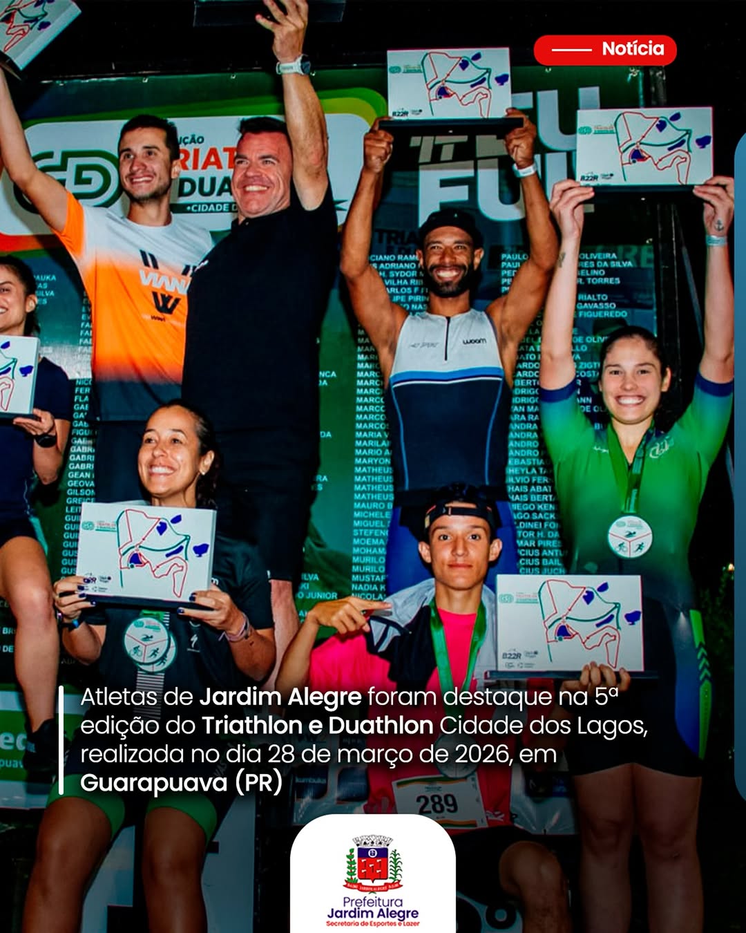 Atletas de Jardim Alegre brilham na 5ª edição do Triathlon e Duathlon Cidade dos Lagos