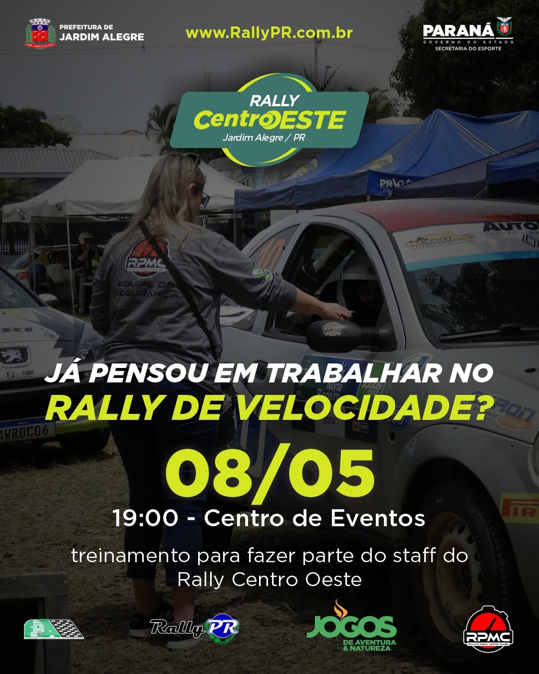 Clube de Rally Abre Inscrições para Treinamento Gratuito de Staff e Voluntários em Jardim Alegre