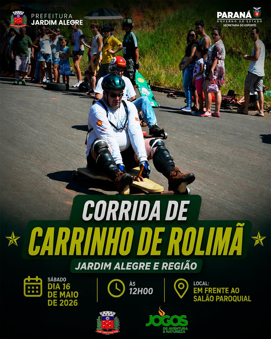 Vem aí a tradicional Corrida de Carrinho de Rolimã de Jardim Alegre e Região!