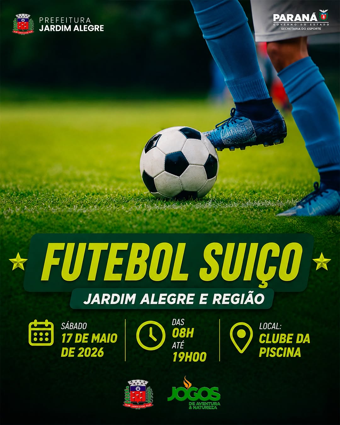 O Futebol Suíço vai agitar Jardim Alegre e Região!