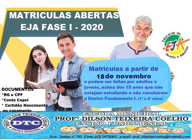 EJA FASE I 2020 - MATRÍCULAS ABERTAS