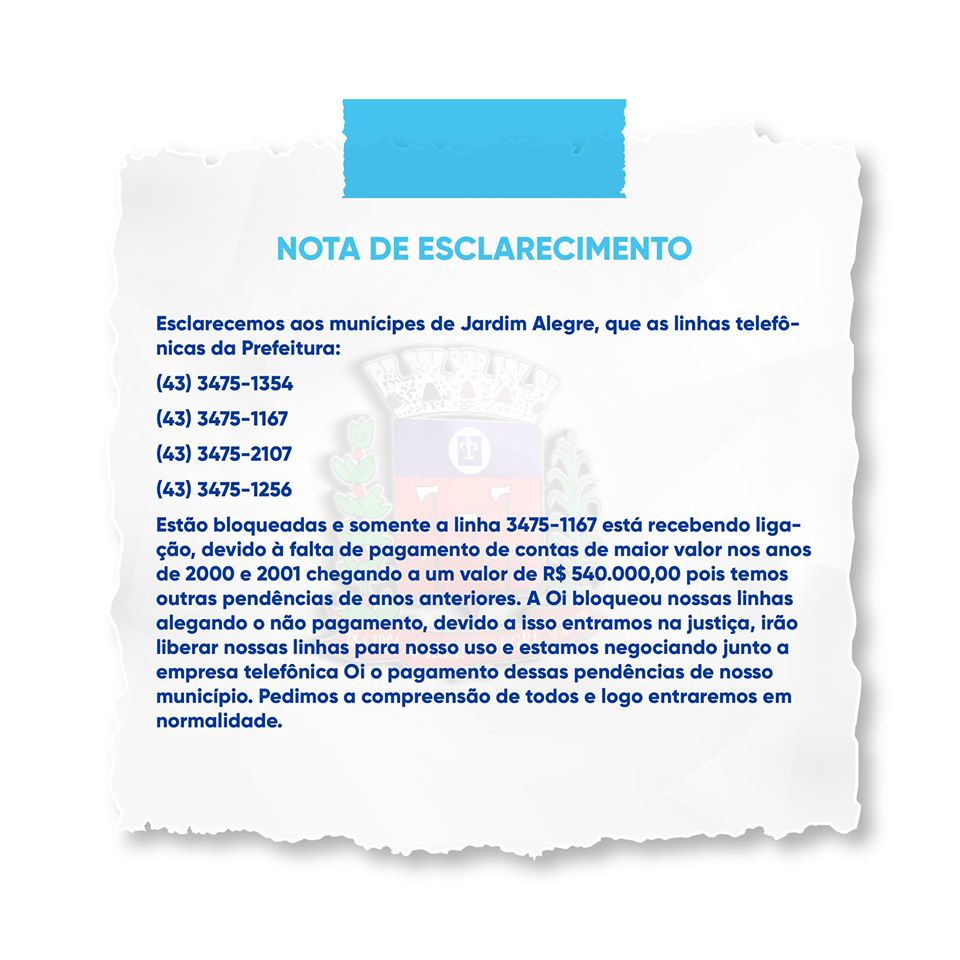 NOTA DE ESCLARECIMENTO