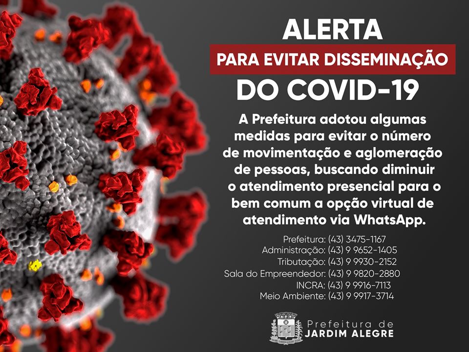 Alerta para evitar a disseminação do COVID-19