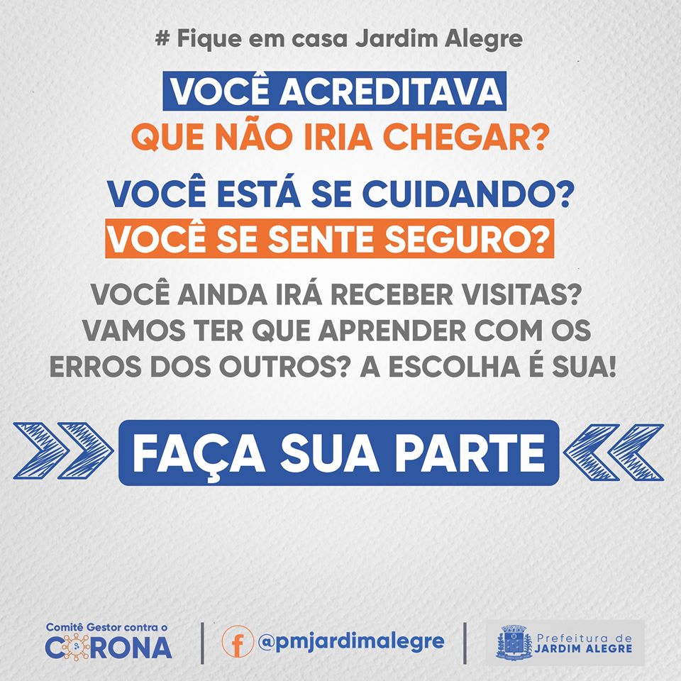 Nossa região não está livre! Precisamos da conscientização de todos. #FiqueEmCasa