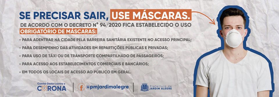SE PRECISAR SAIR, USE MÁSCARAS!