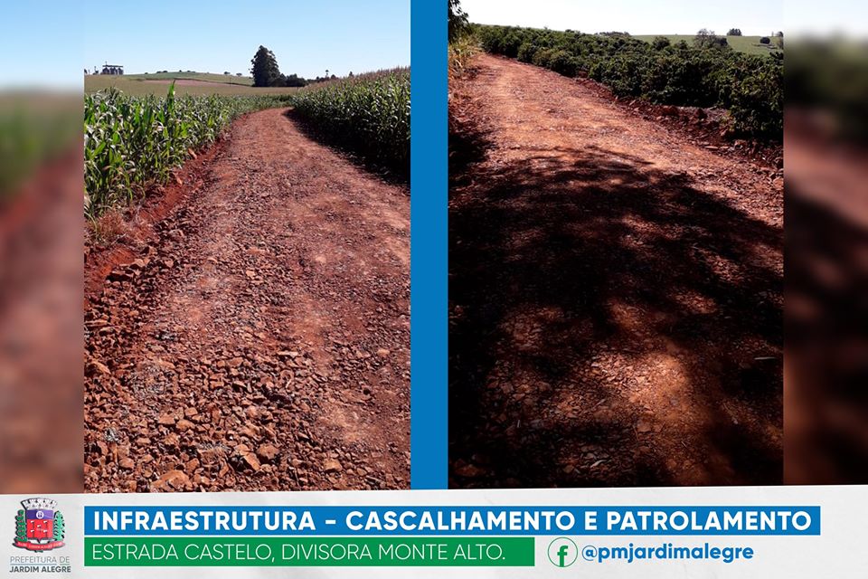 Cascalhamento e patrolamento na Estrada do Cascalho e Estrada Castelo