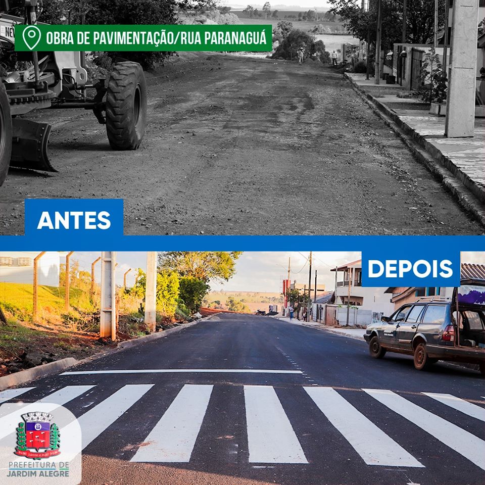 ANTES X DEPOIS | Obras de pavimentação Rua Paranaguá