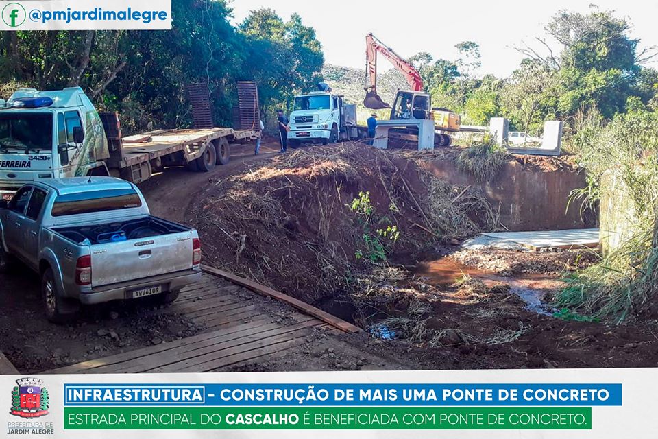 Prefeitura de Jardim Alegre inicia a construção de uma ponte pré moldada no Bairro do Cascalho