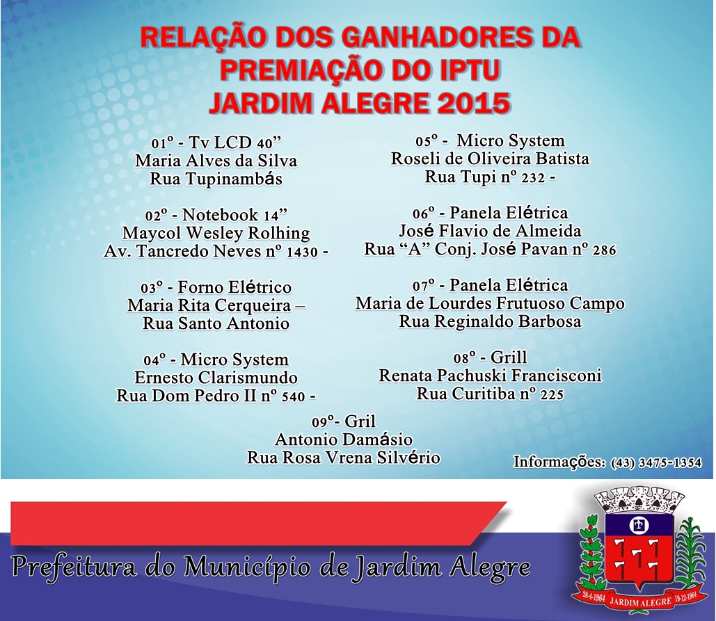 Parabéns aos ganhadores!