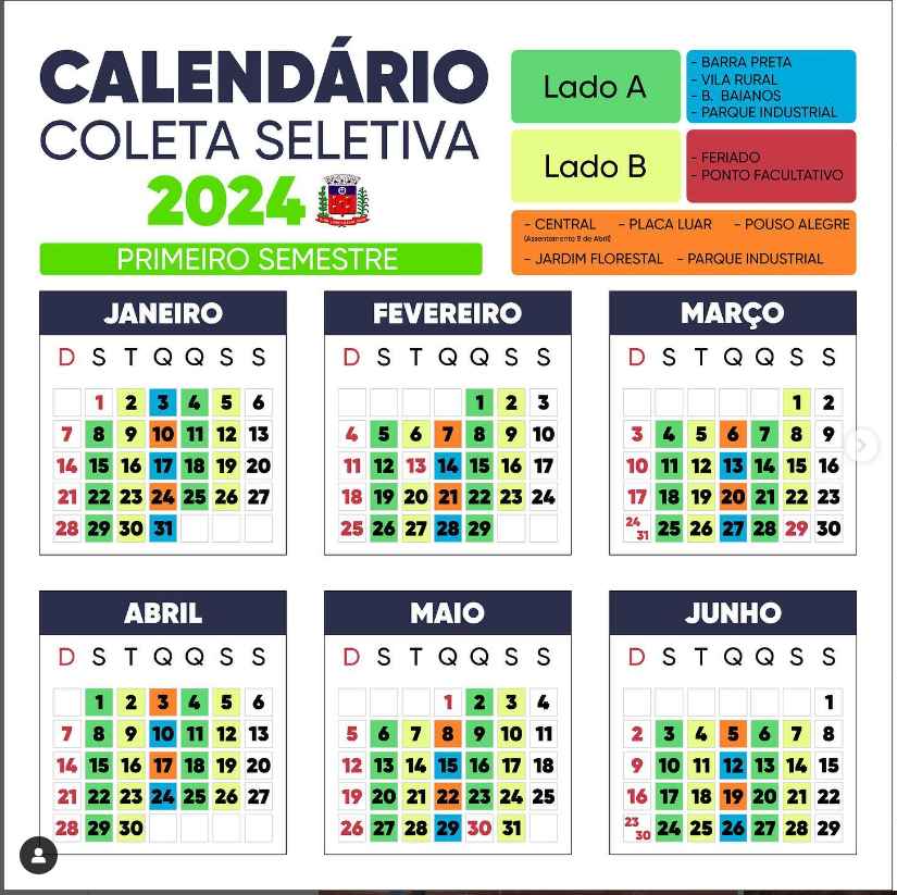 CALENDÁRIO DA COLETA SELETIVA